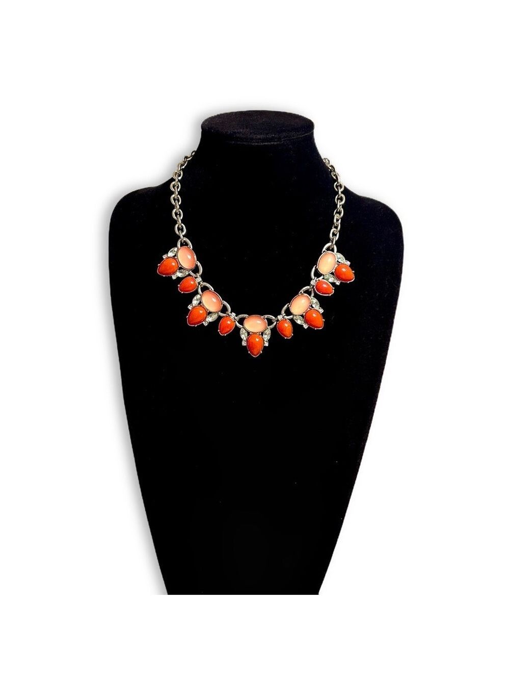 LEE ANGEL for NEIMAN MARCUS Gold Tone Orange & Red Statement Necklace | 18” NWT